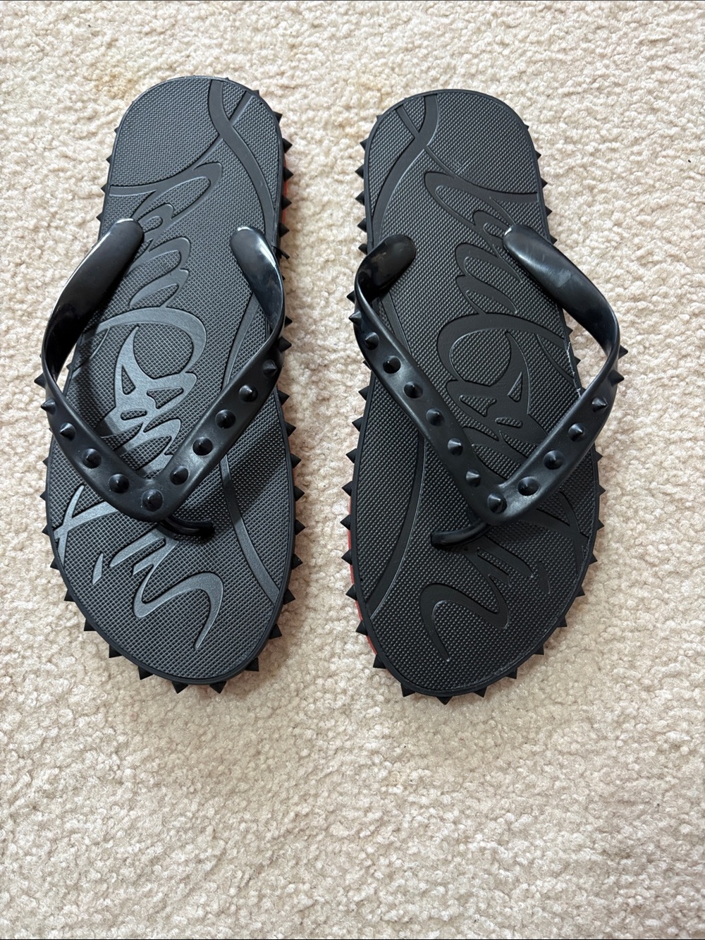 Womens size 9 Christian Louboutin  Studded Flip Flops NWOT